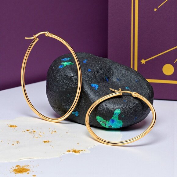 ποΈ Minimalist 18K Gold Plated Stainless Steel Casual Trendy Hoop Earrings β¨π - Picture 13 of 13
